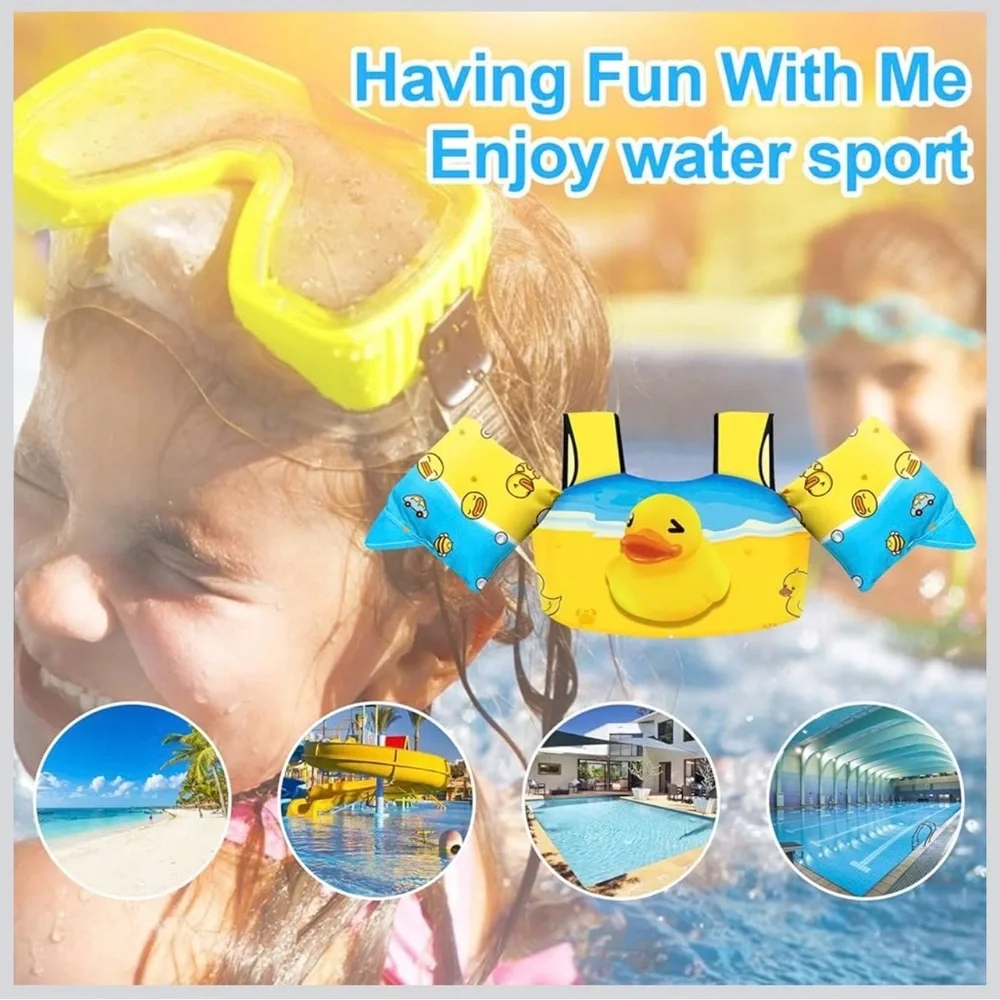 Children's Yellow Duck Swim Vest with Double Buckle Safety Straps